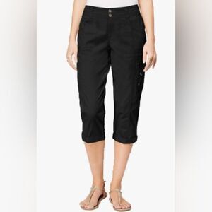 Style & Co Womens Petite Cargo black Capris Pants size 8P